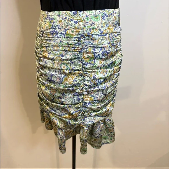 Zara Ruched Floral Mini Skirt Ruffle Hem Y2K Cottagecore Size M - Picture 6 of 7